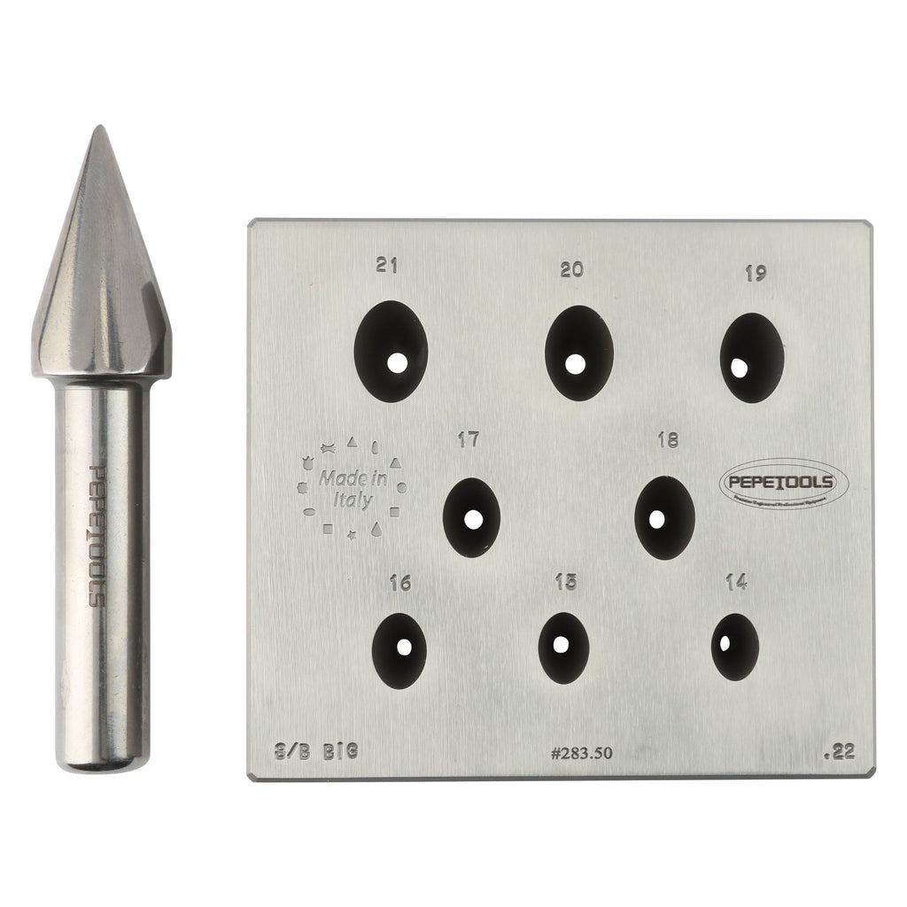 Oval Bezel Forming Block w/ Punch - 8 Holes, Large Sizes