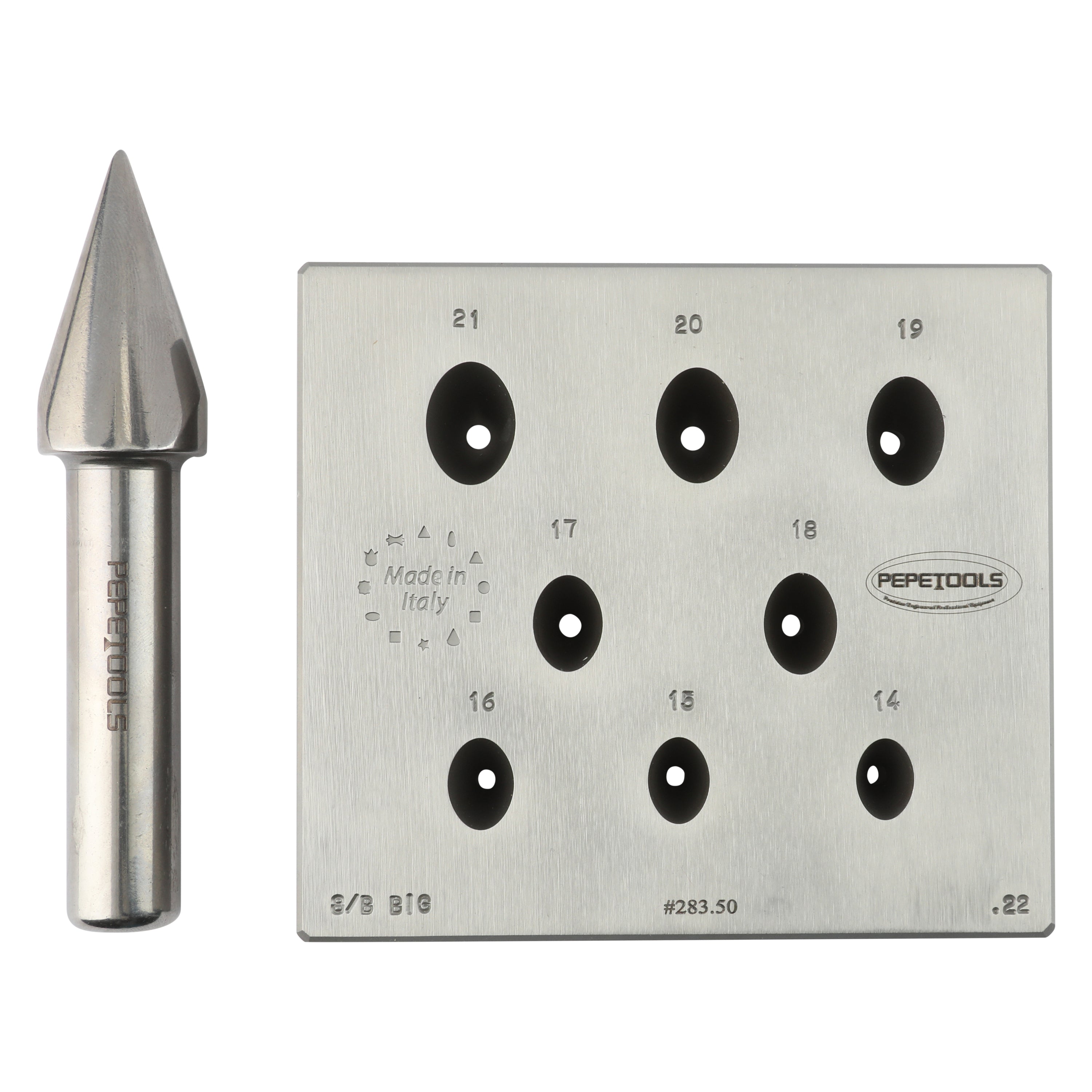 Oval Bezel Forming Block w/ Punch - 8 Holes, Large Sizes