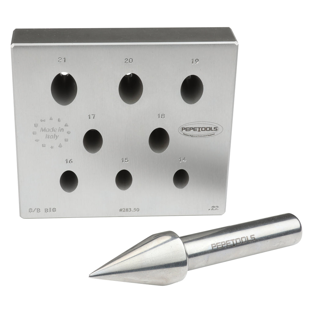 Oval Bezel Forming Block w/ Punch - 8 Holes, Large Sizes