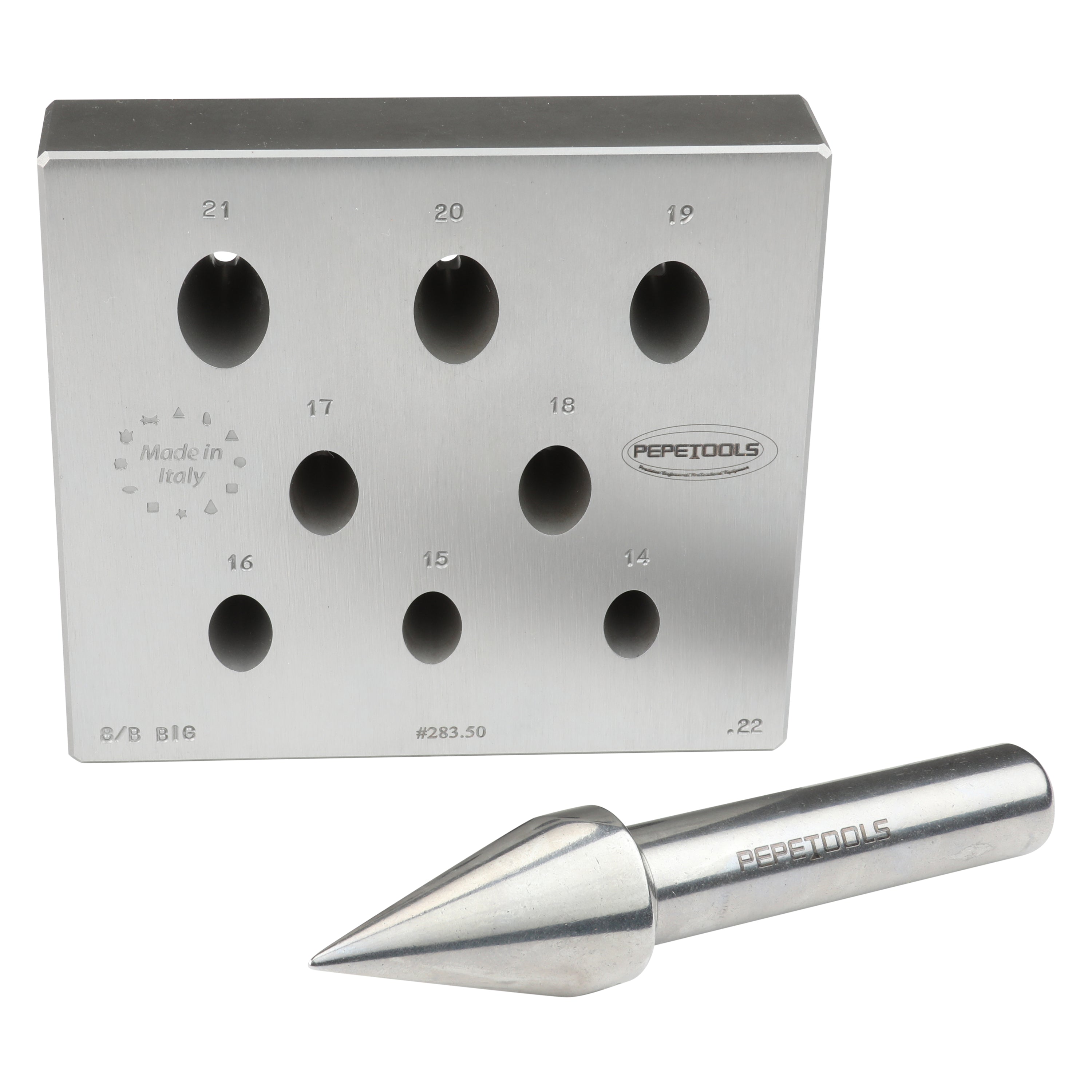 Oval Bezel Forming Block w/ Punch - 8 Holes, Large Sizes