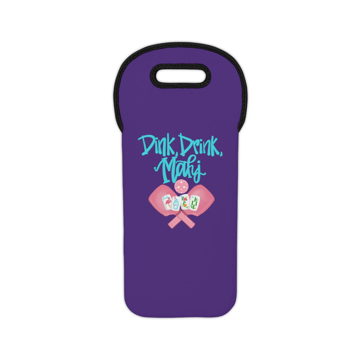 Dink Drink Mahj Wine Tote Bag, Holiday Gift, Wine Tote, Pickleball and Mahjong Lover