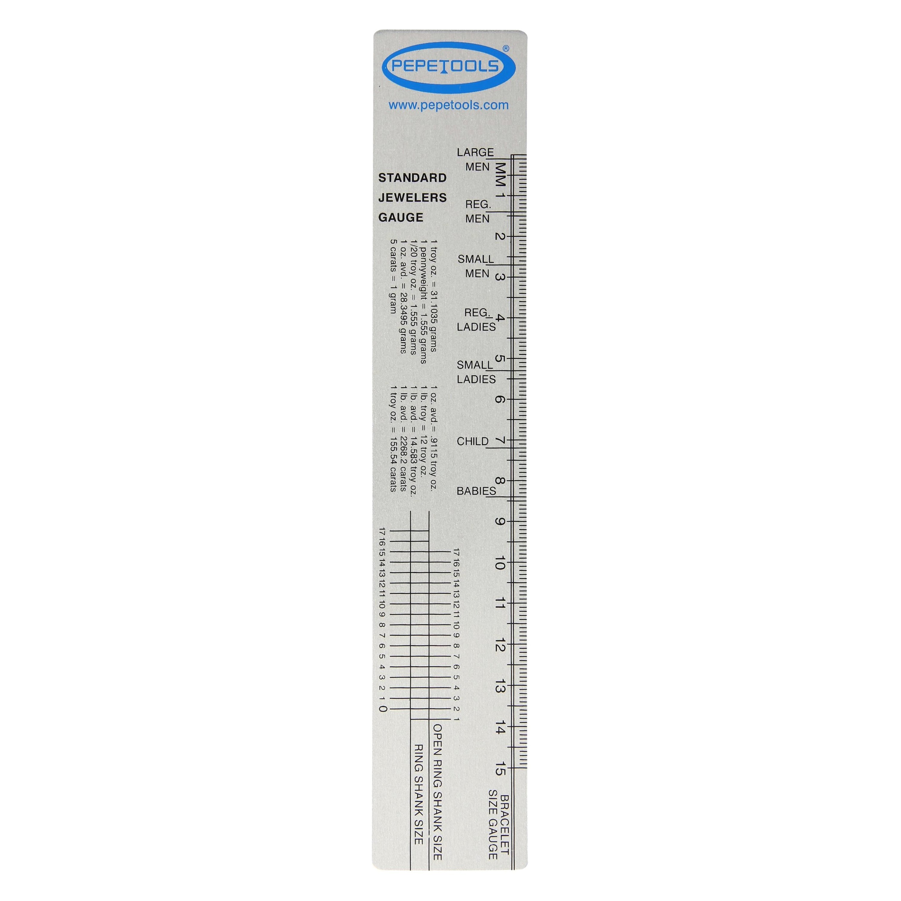 Standard Jeweler's Gauge Ruler – Ring & Bracelet Sizing Tool