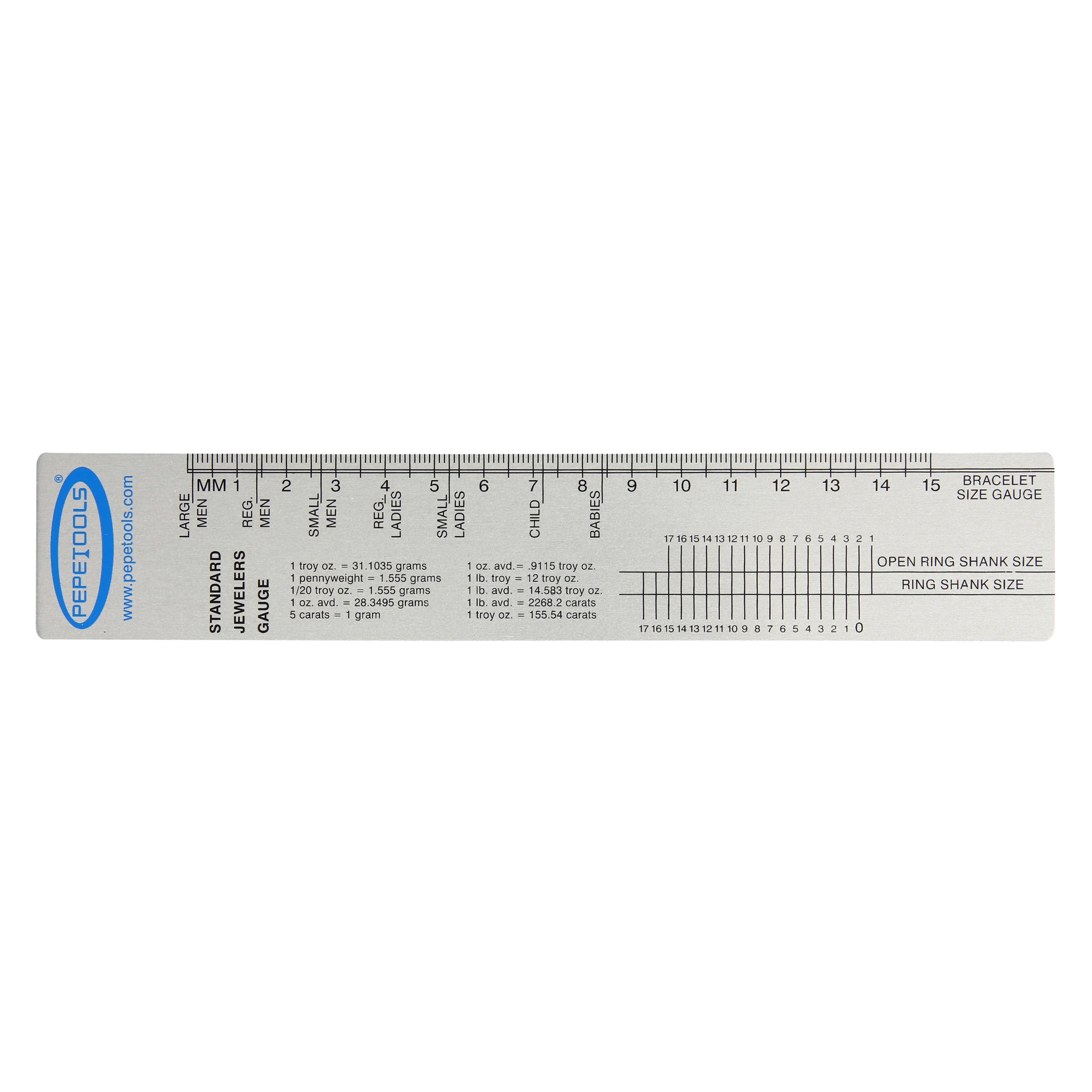 Standard Jeweler's Gauge Ruler – Ring & Bracelet Sizing Tool