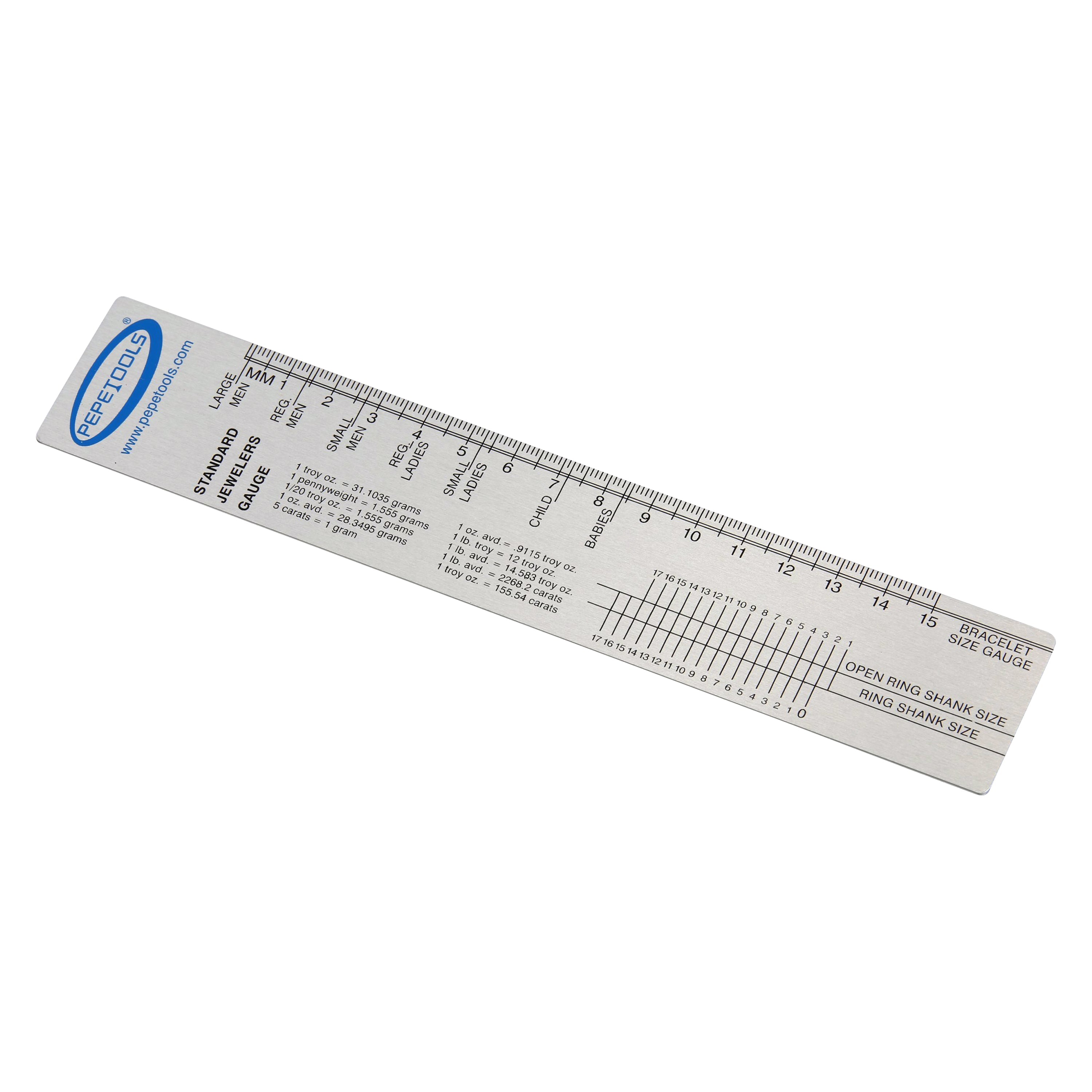 Standard Jeweler's Gauge Ruler – Ring & Bracelet Sizing Tool