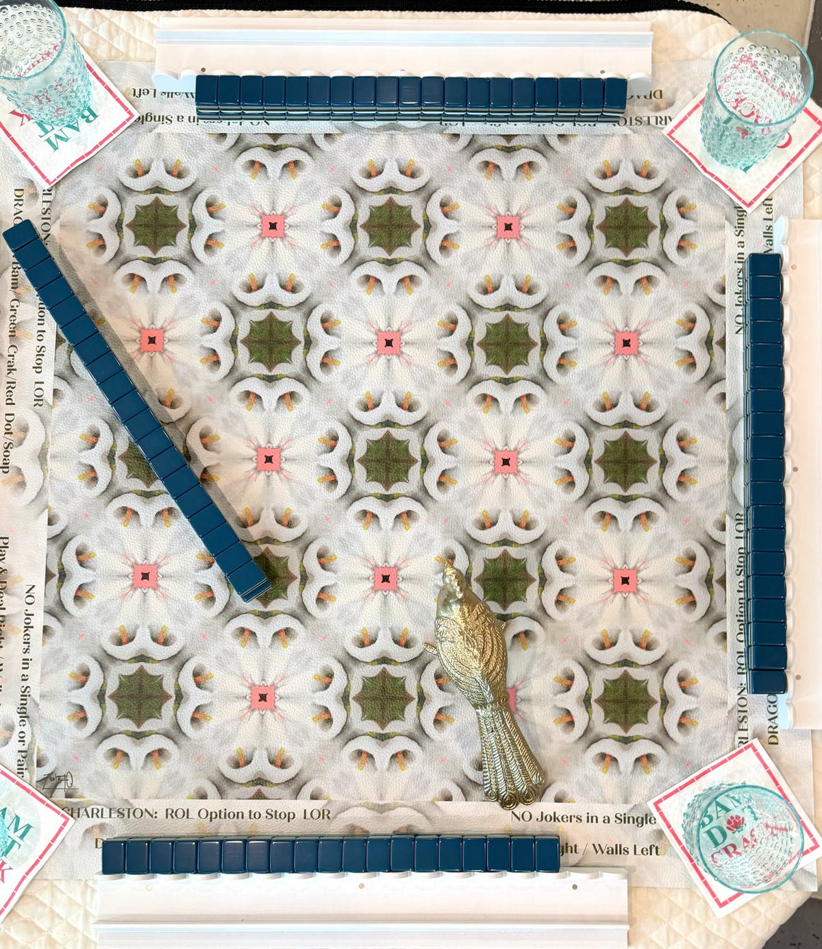 White Pattern no. 10 Artist Collab Leatherette Mahjong Mat