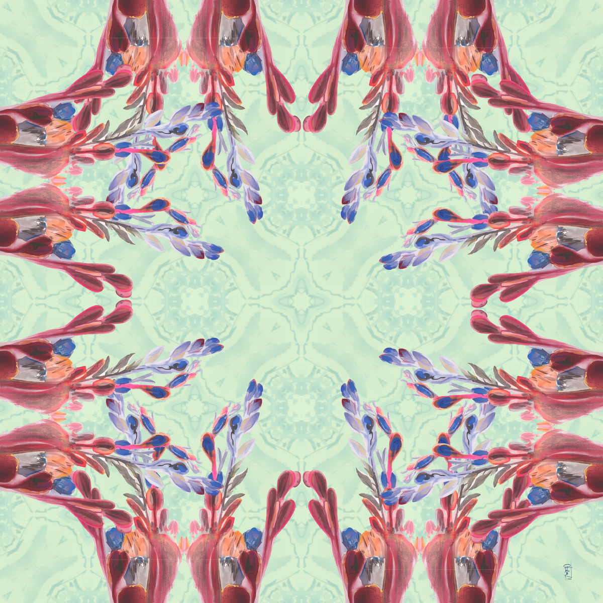 Coral Reef Leatherette Artist Collab Mahjong Mat