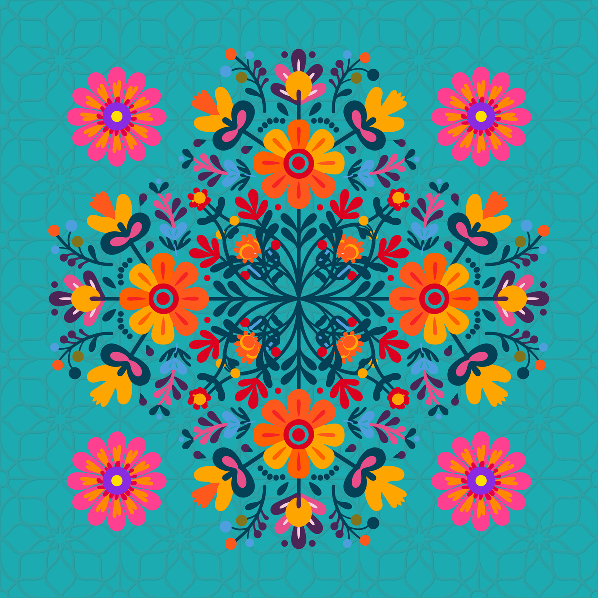 Folk Garden Neoprene Mahjong Mat