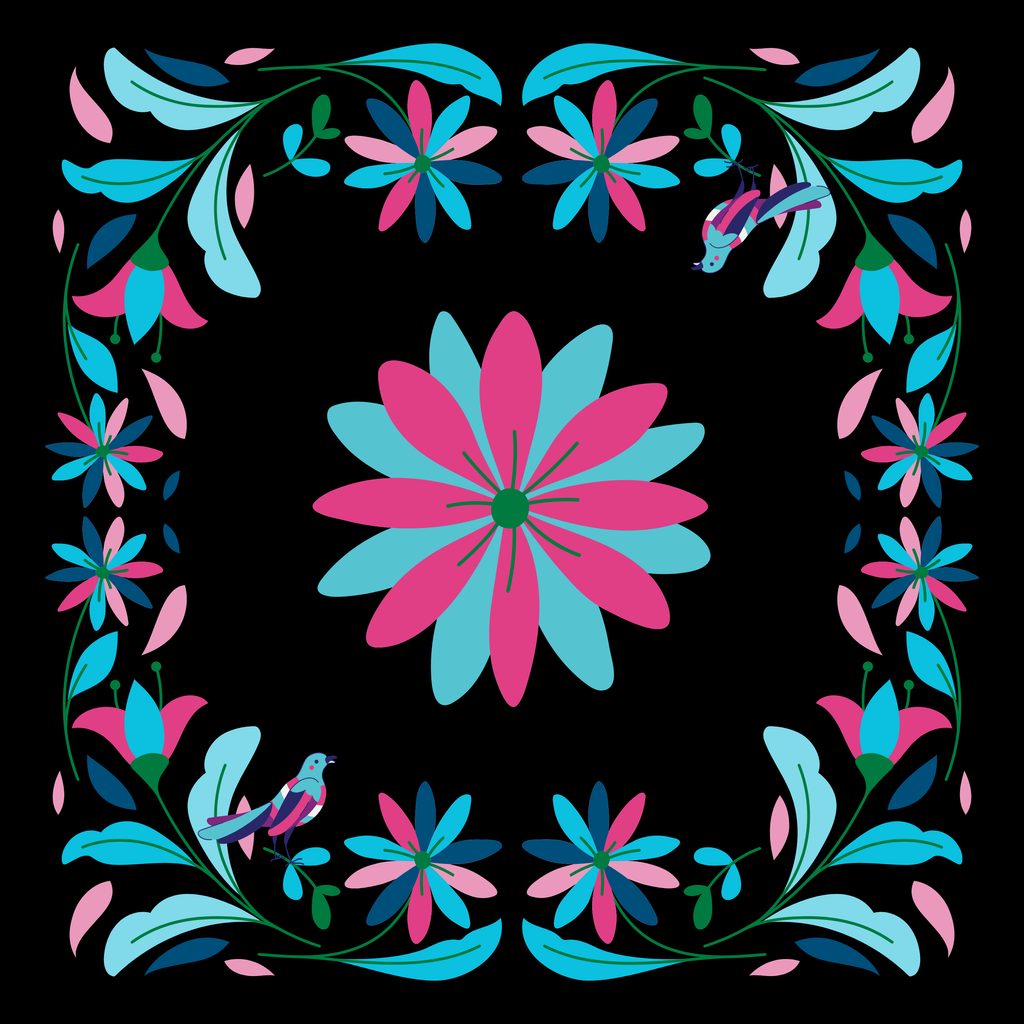 Petals After Dark Neoprene Mahjong Mat