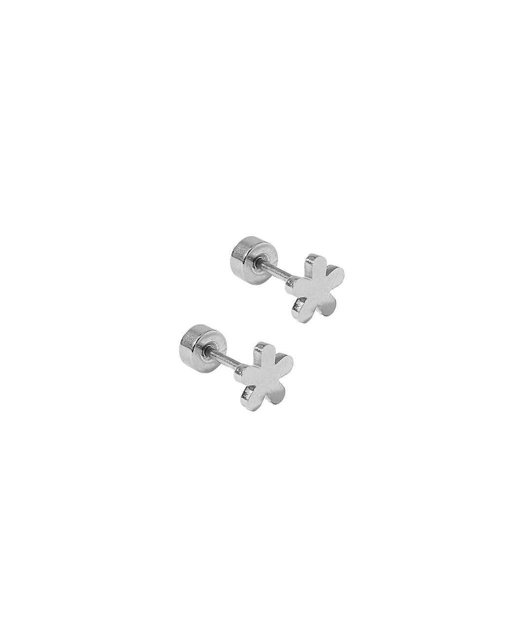 Screwback Stud Earrings - Briar Flower Silver