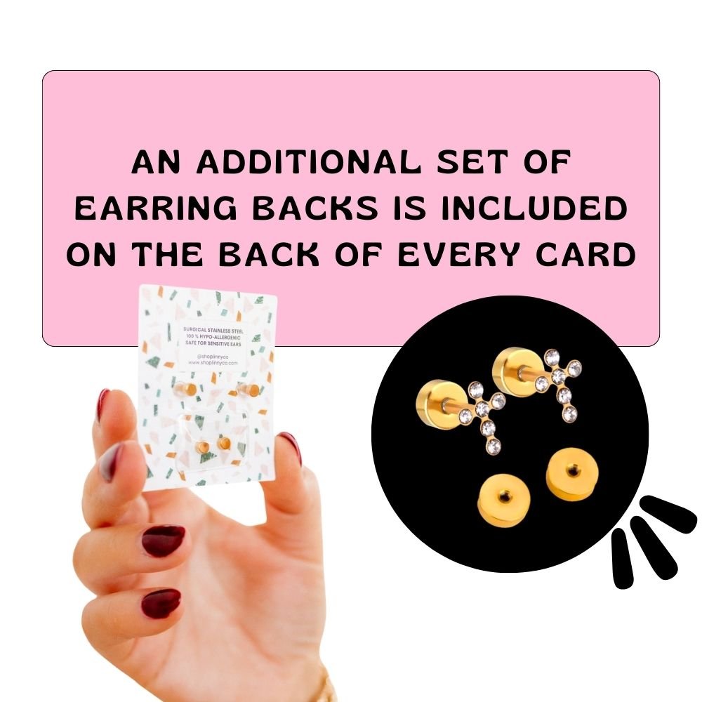 Screwback Stud Earrings - Leo Clear