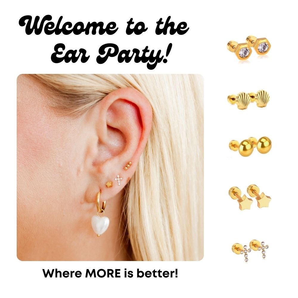 Screwback Stud Earrings - Leo Clear