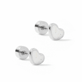 Screwback Stud Earrings - Nora Heart White Silver