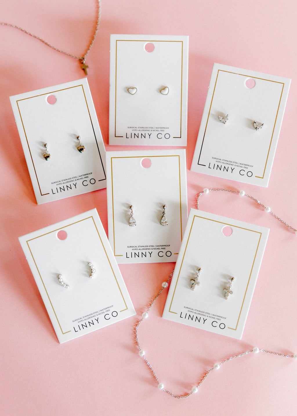 Screwback Stud Earrings - Nora Heart White Silver