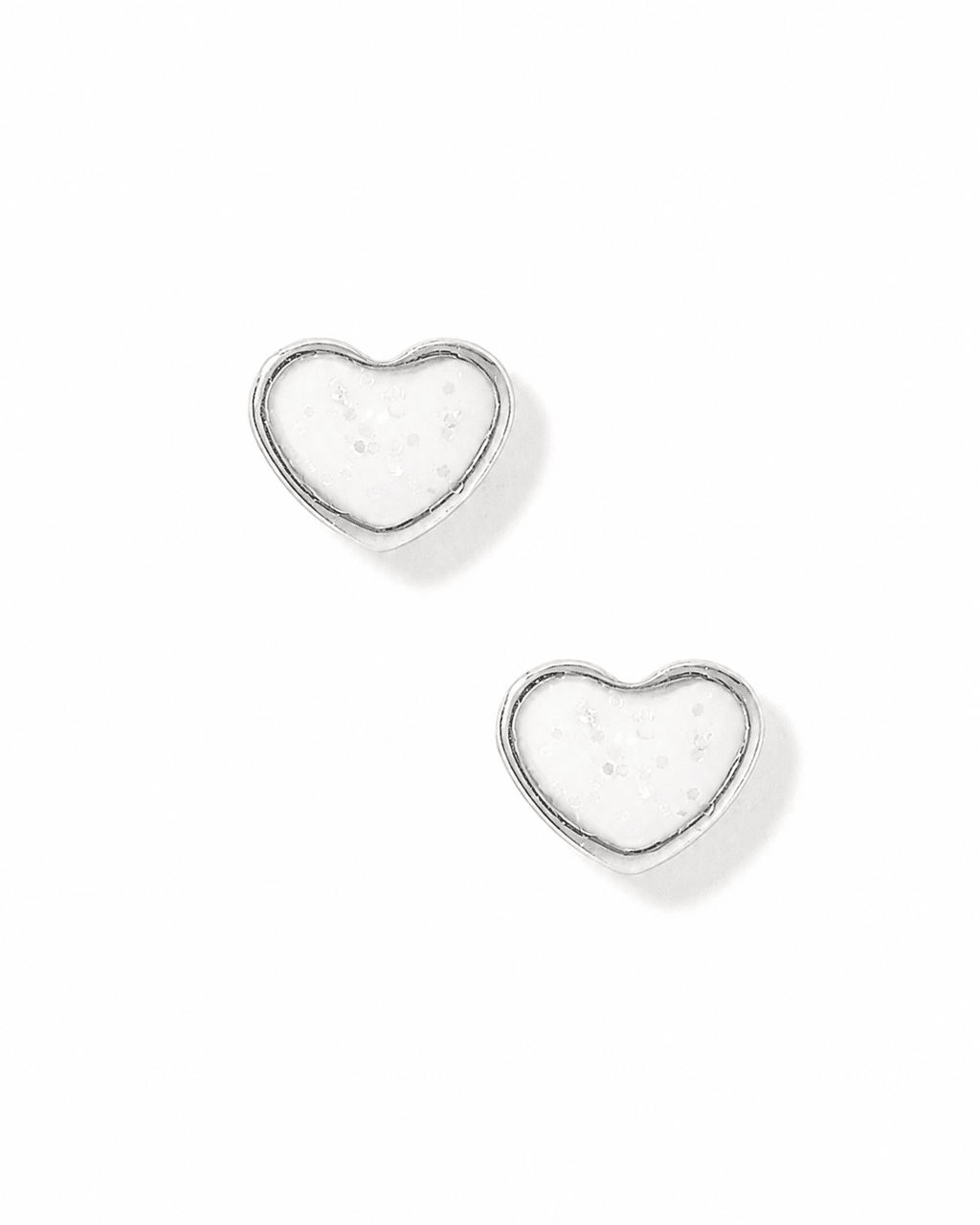 Screwback Stud Earrings - Nora Heart White Silver