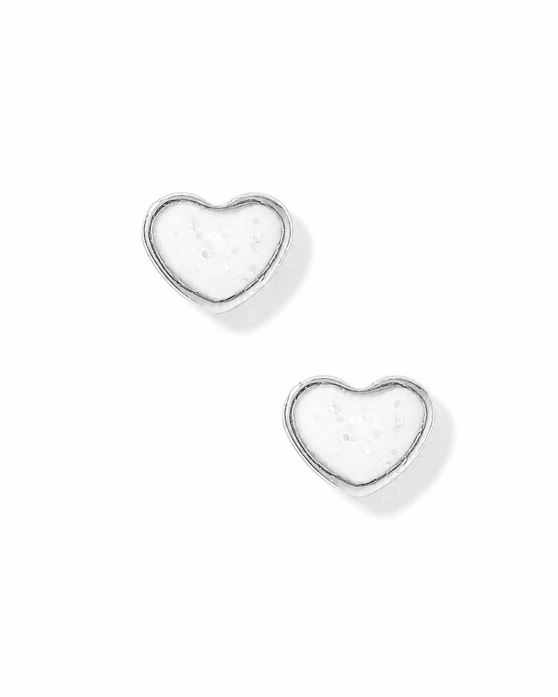 Screwback Stud Earrings - Nora Heart White Silver