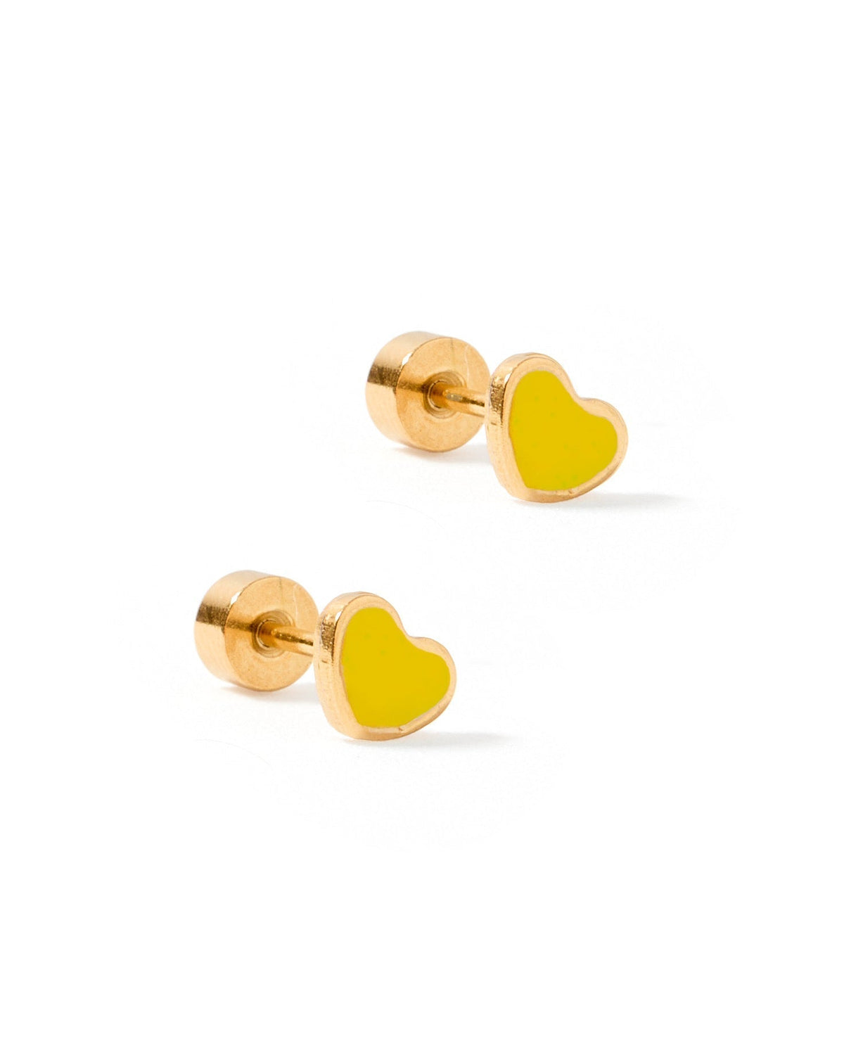 Screwback Stud Earrings - Nora Heart Yellow