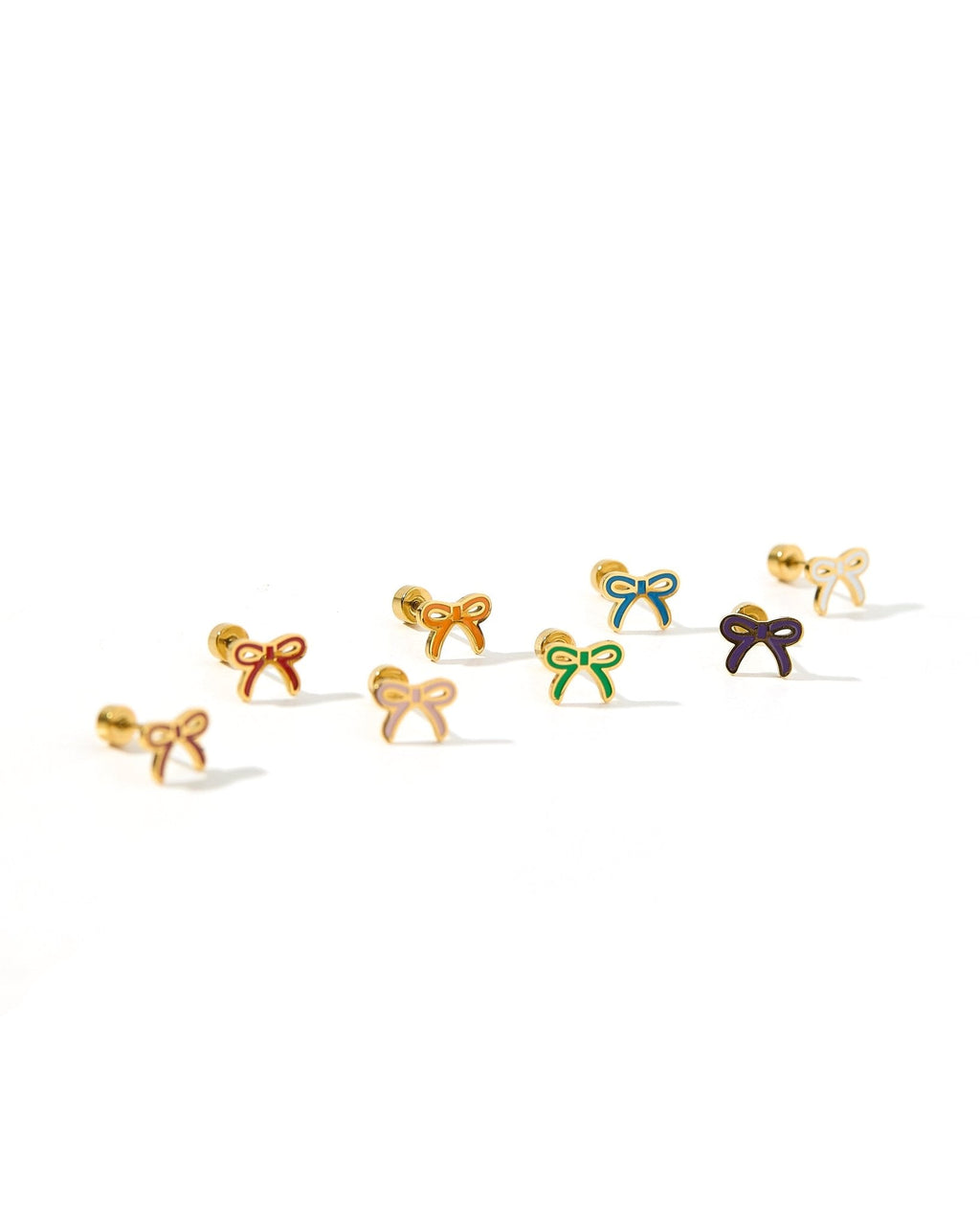 Screwback Stud Earrings - Sadie Bow Green