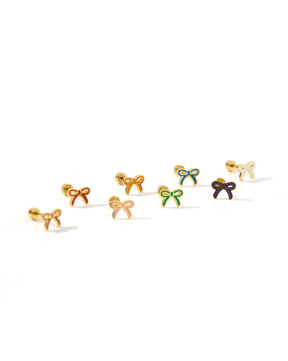 Screwback Stud Earrings - Sadie Bow Green