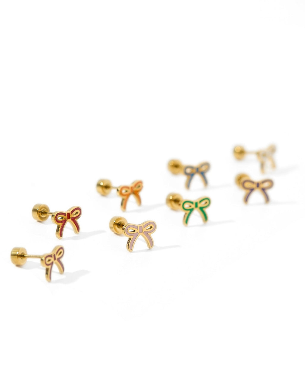 Screwback Stud Earrings - Sadie Bow Green
