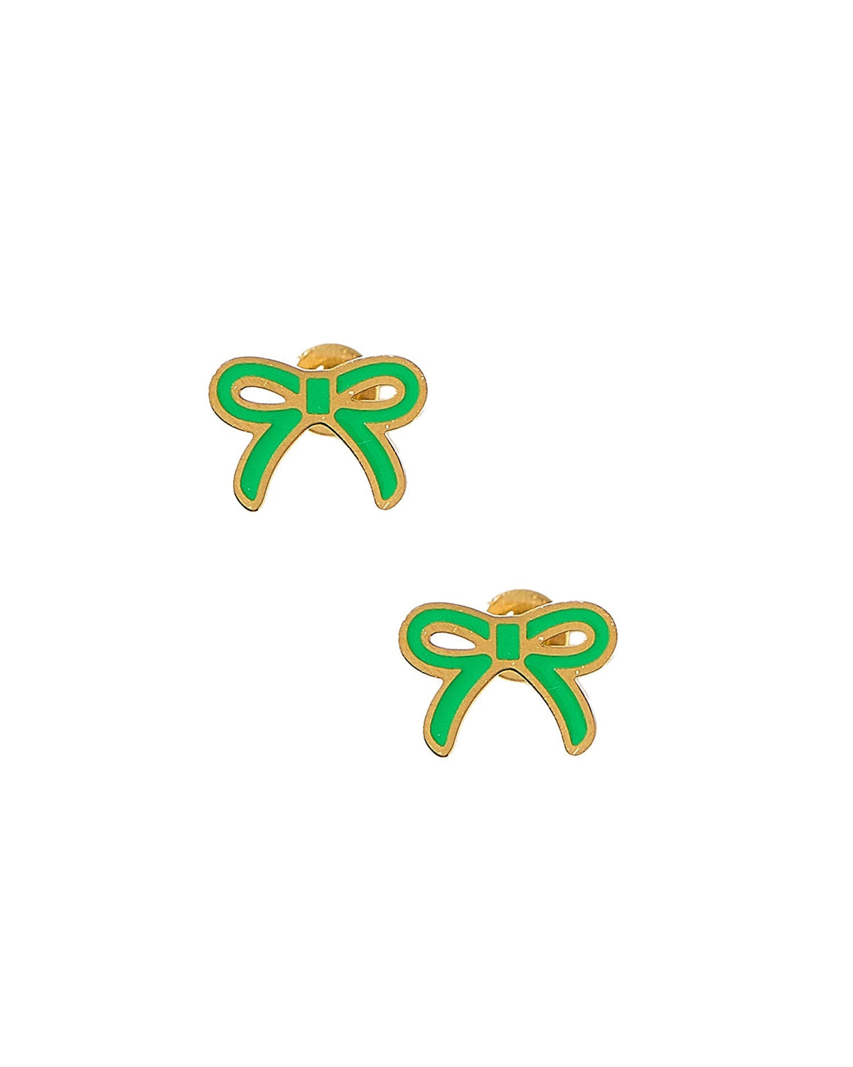 Screwback Stud Earrings - Sadie Bow Green