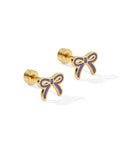 Screwback Stud Earrings - Sadie Bow Purple