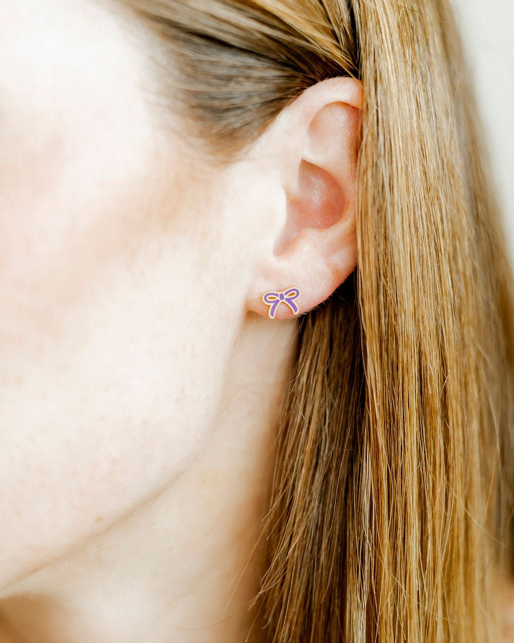 Screwback Stud Earrings - Sadie Bow Purple