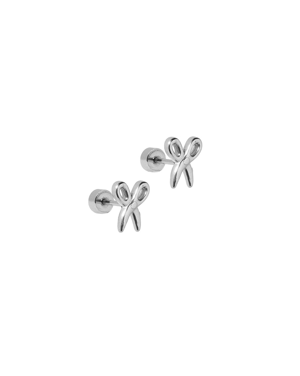 Screwback Stud Earrings - Scissors Silver